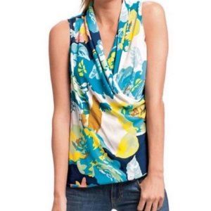 CAbi  Spring Blossom floral faux wrap blouse  size XS